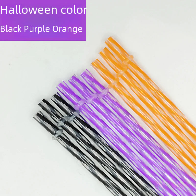 12 Color Reusable Plastic Straws for Holidays