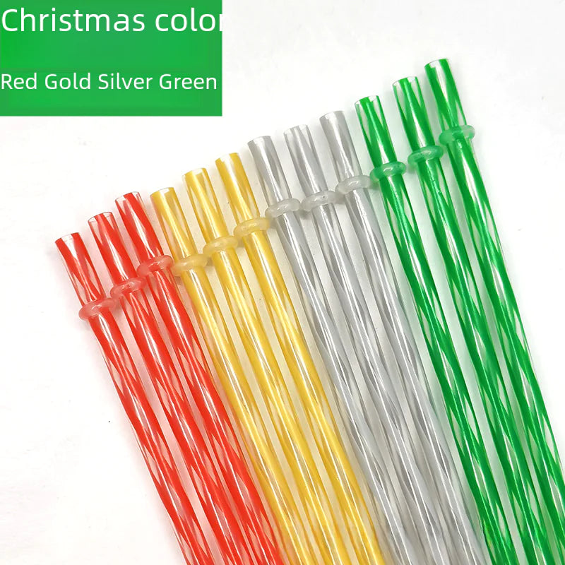12 Color Reusable Plastic Straws for Holidays