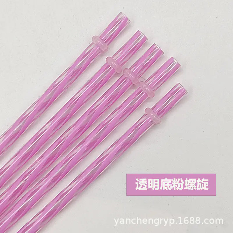 12 Color Reusable Plastic Straws for Holidays