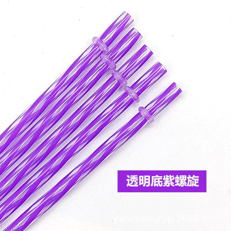 12 Color Reusable Plastic Straws for Holidays