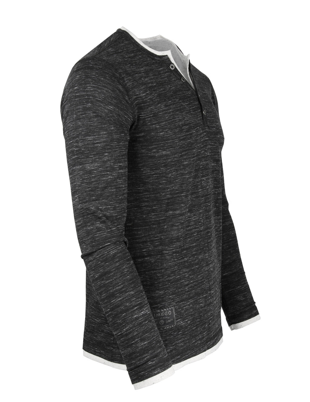 ZIMEGO Men's Long Sleeve Double Layered Y-Neck Fashion Henley - ZGLS247-1
