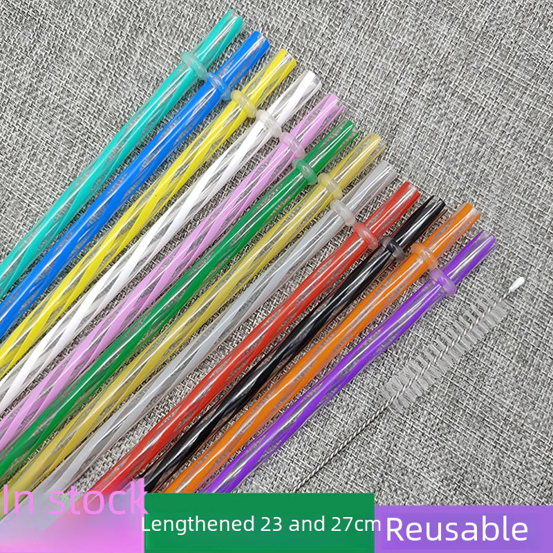 12 Color Reusable Plastic Straws for Holidays