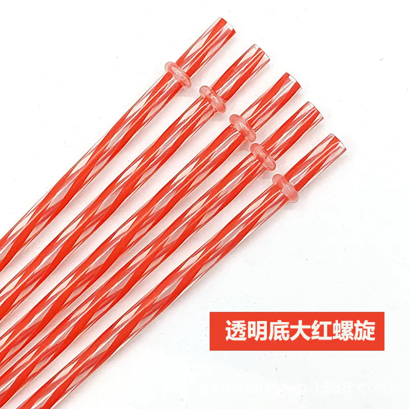 12 Color Reusable Plastic Straws for Holidays